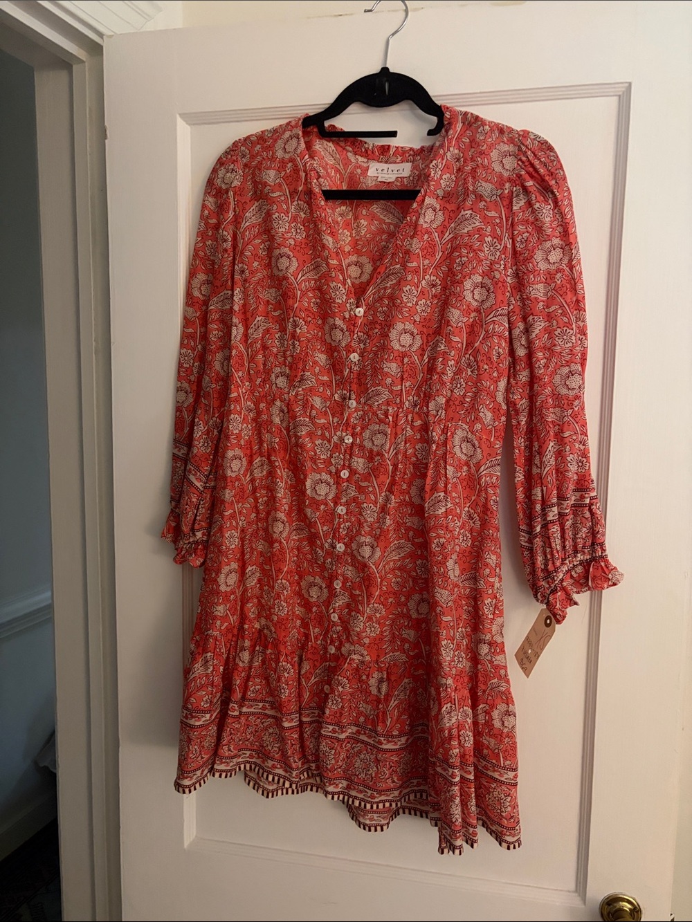Velvet by Graham & Spencer Coral Floral Button-Front Mini Dress